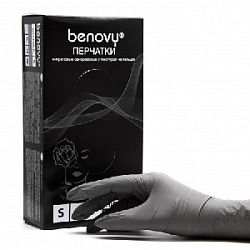 Перчатки BENOVY Nitrile TrueColor, нитриловые,серые M 50 пар.